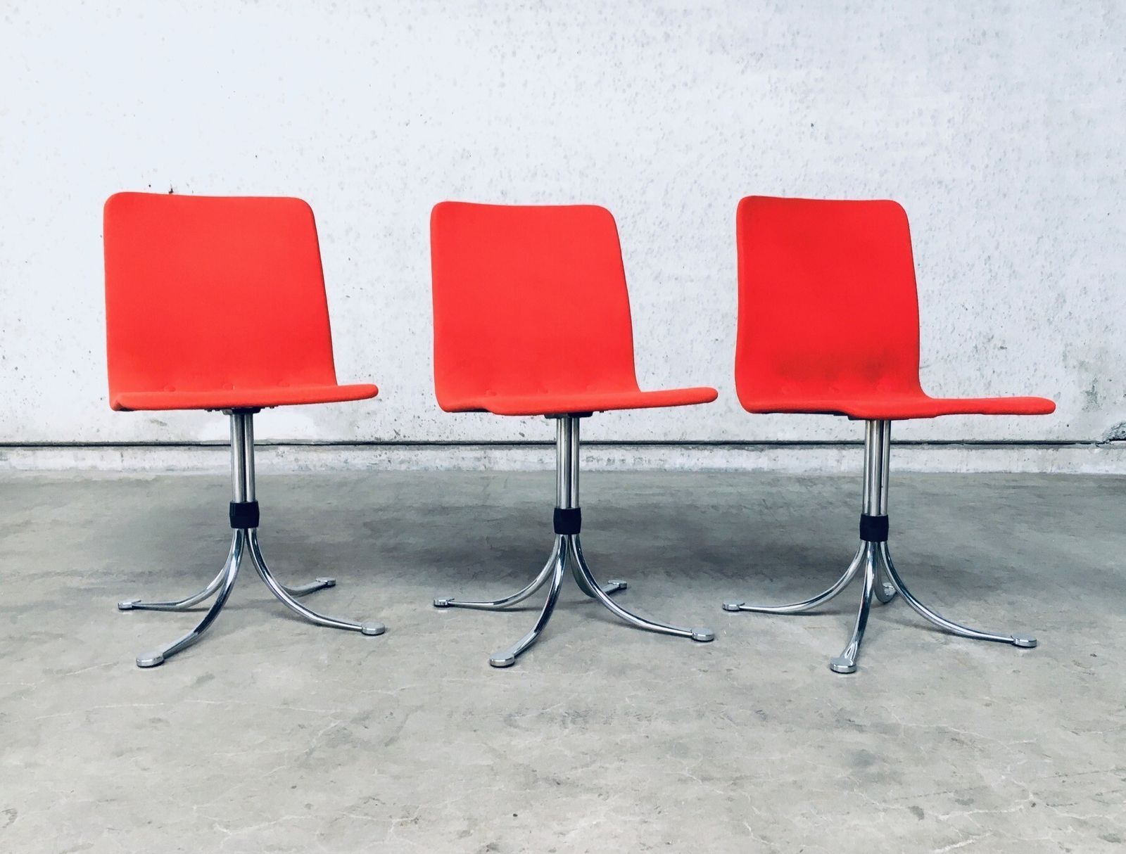 Brabantia Home Steel Set Of 3 Dining Chairs 1970s Holland photo furniture