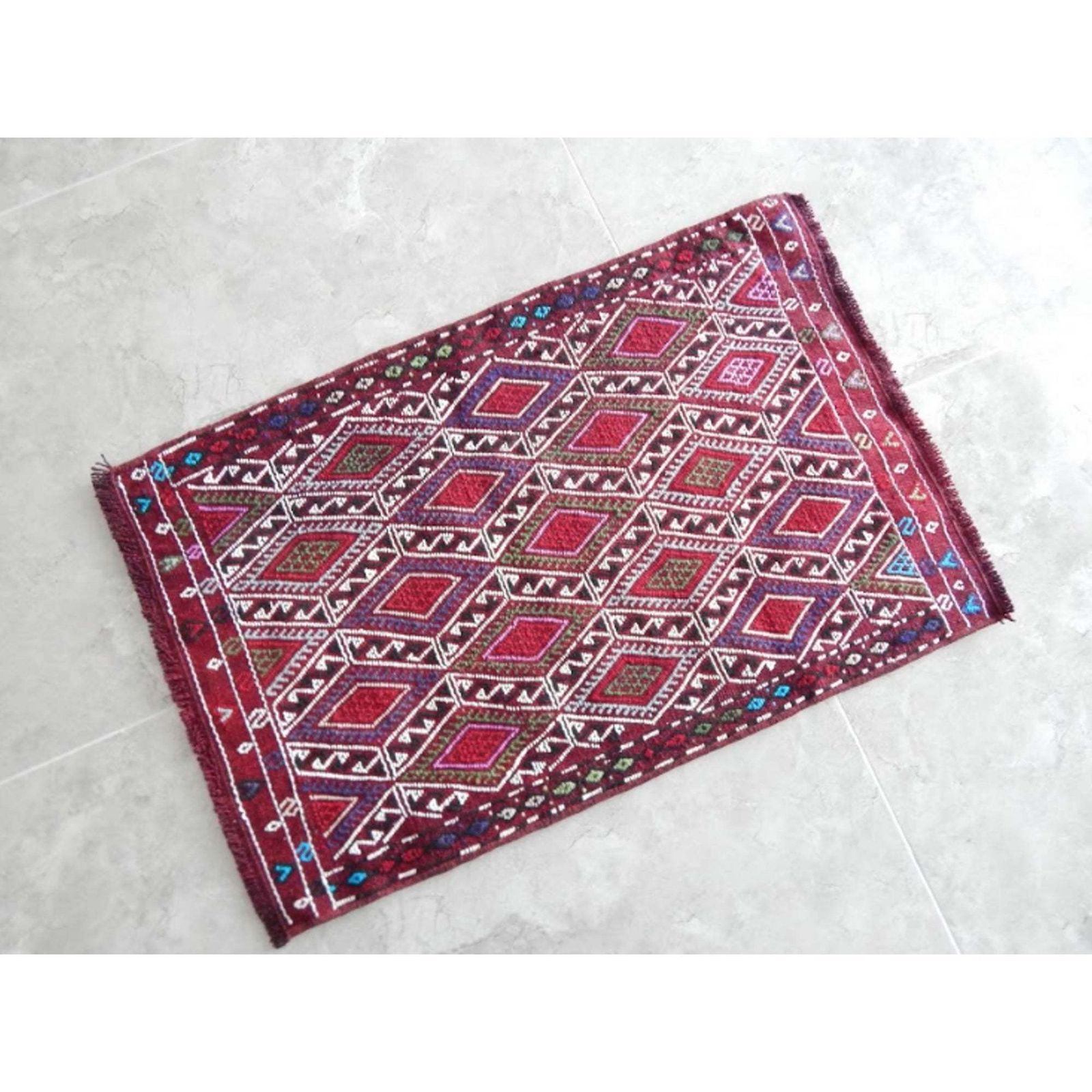 Antique Turkish Handmade Door Mat Small Kilim Rug photo for sale