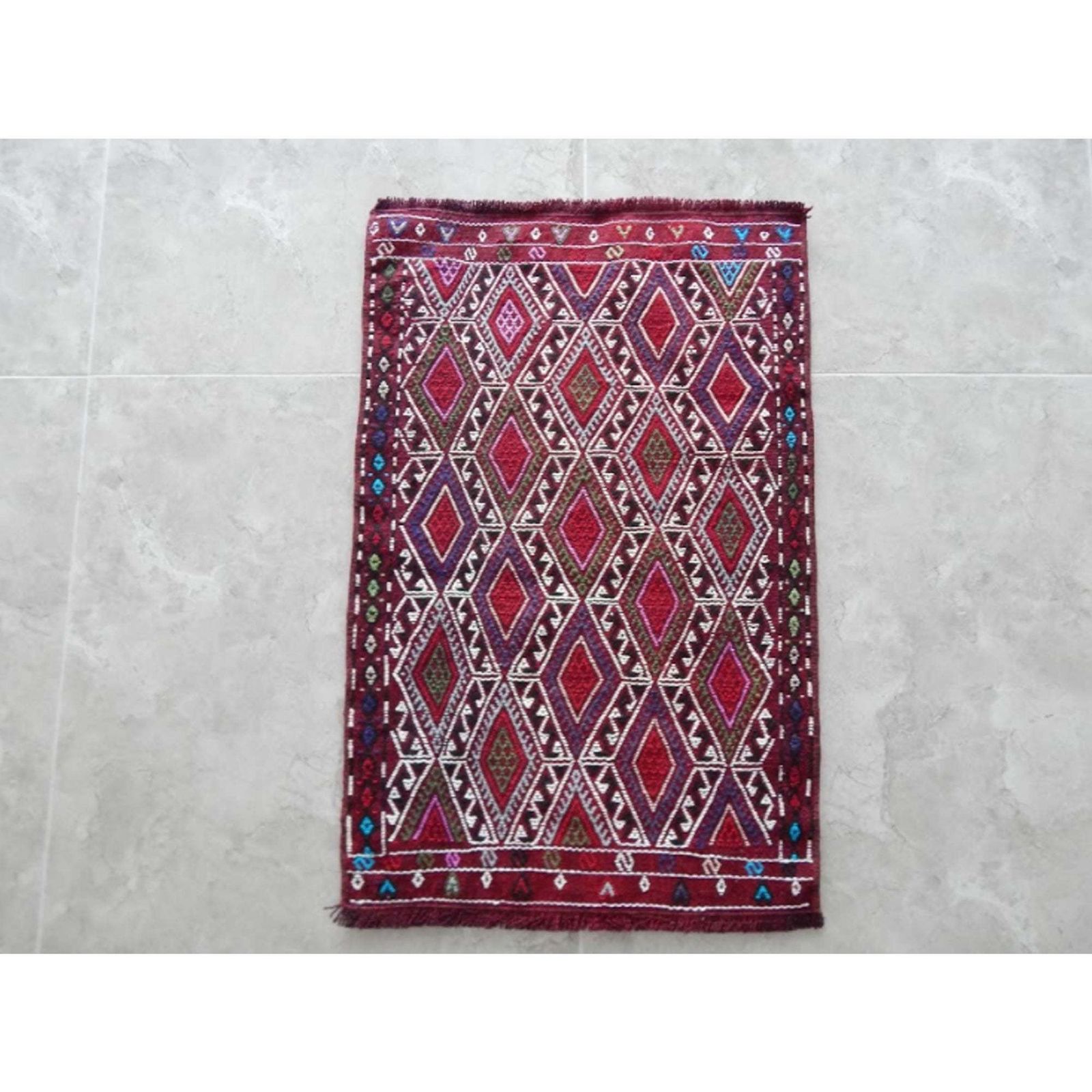 Antique Turkish Handmade Door Mat Small Kilim Rug