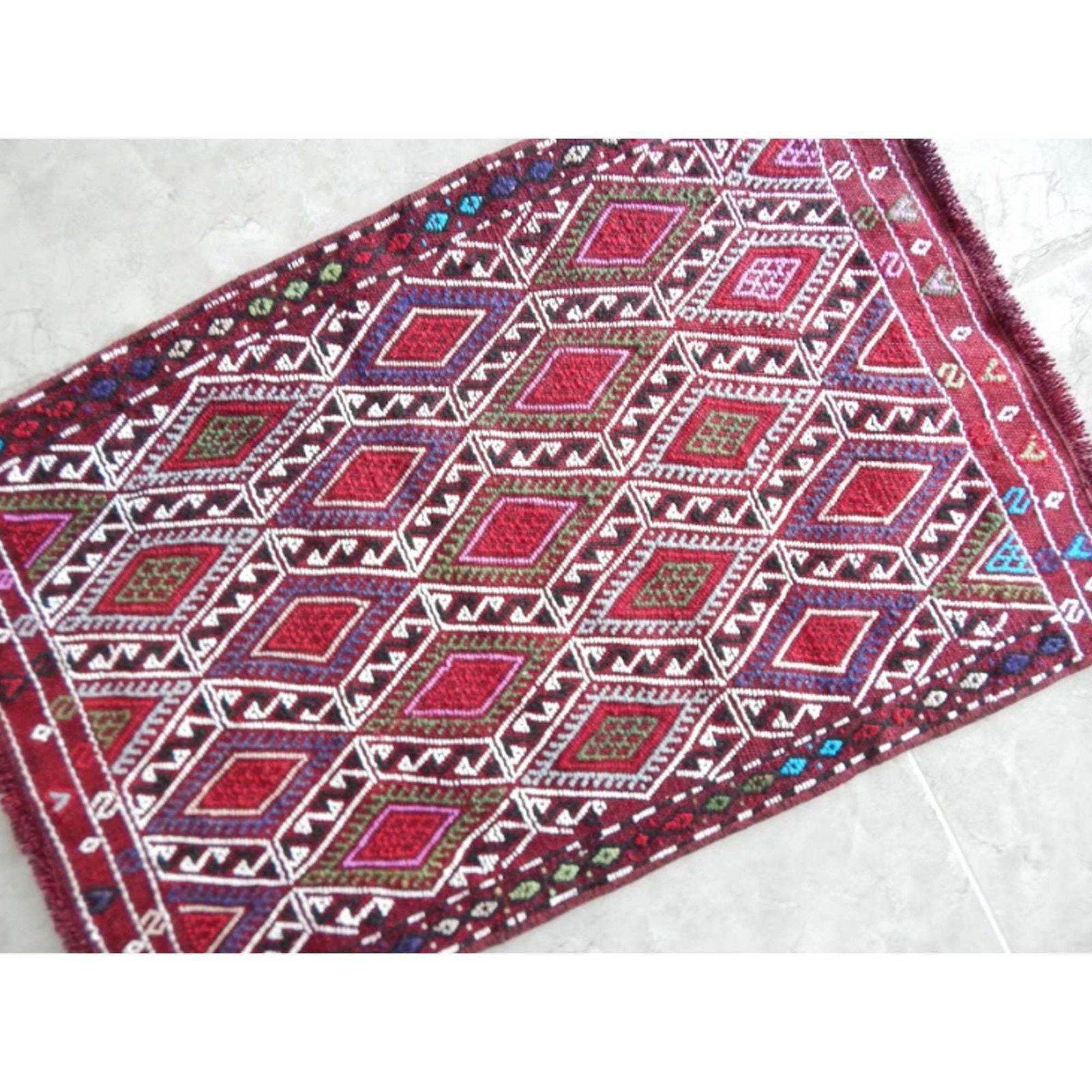 Antique Turkish Handmade Door Mat Small Kilim Rug photo Textiles