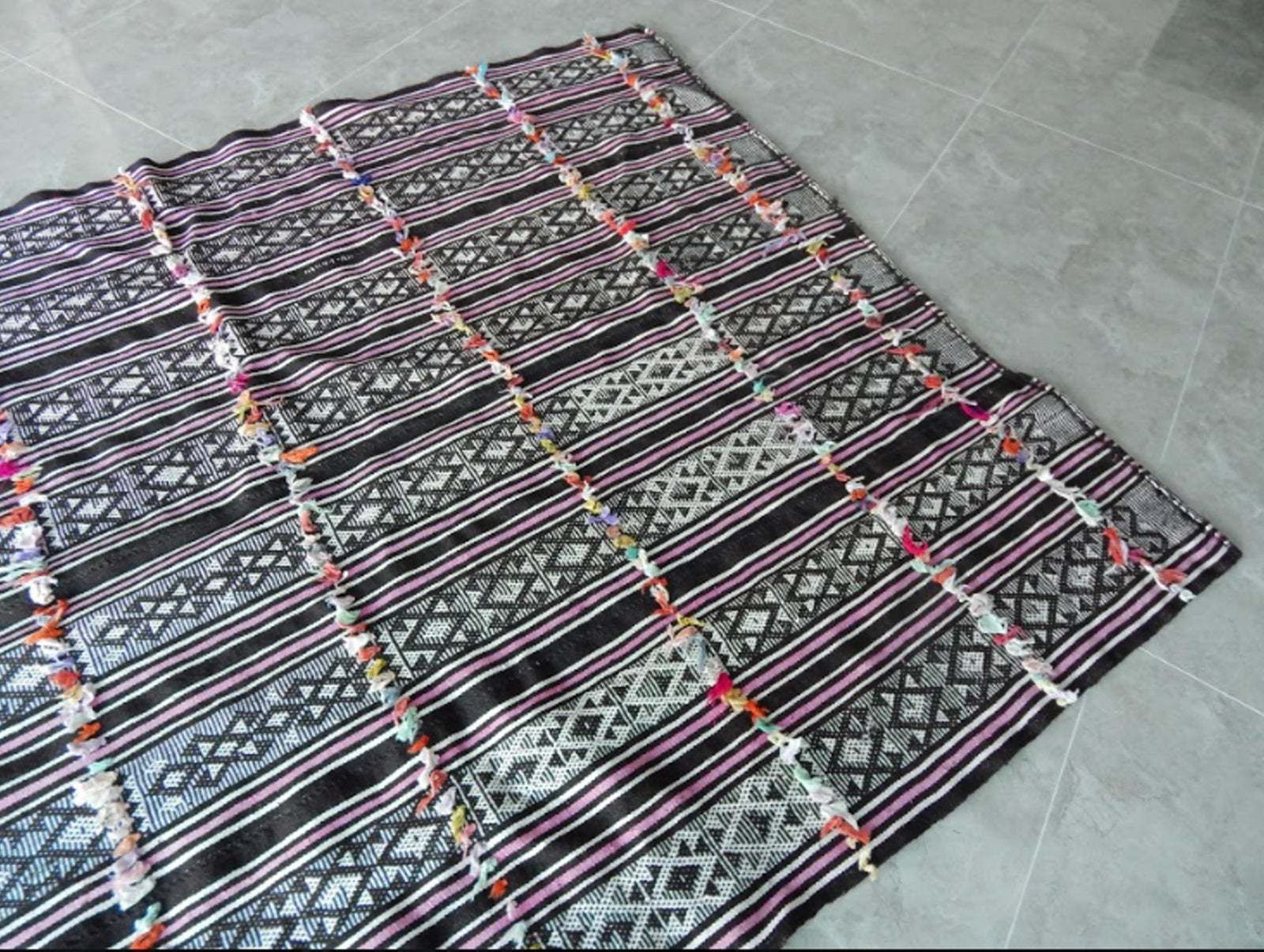 Antique Primitive Rug Hand Woven Cotton Anatolian Kilim Rug   5′8″ × 7′8″ photo Textiles