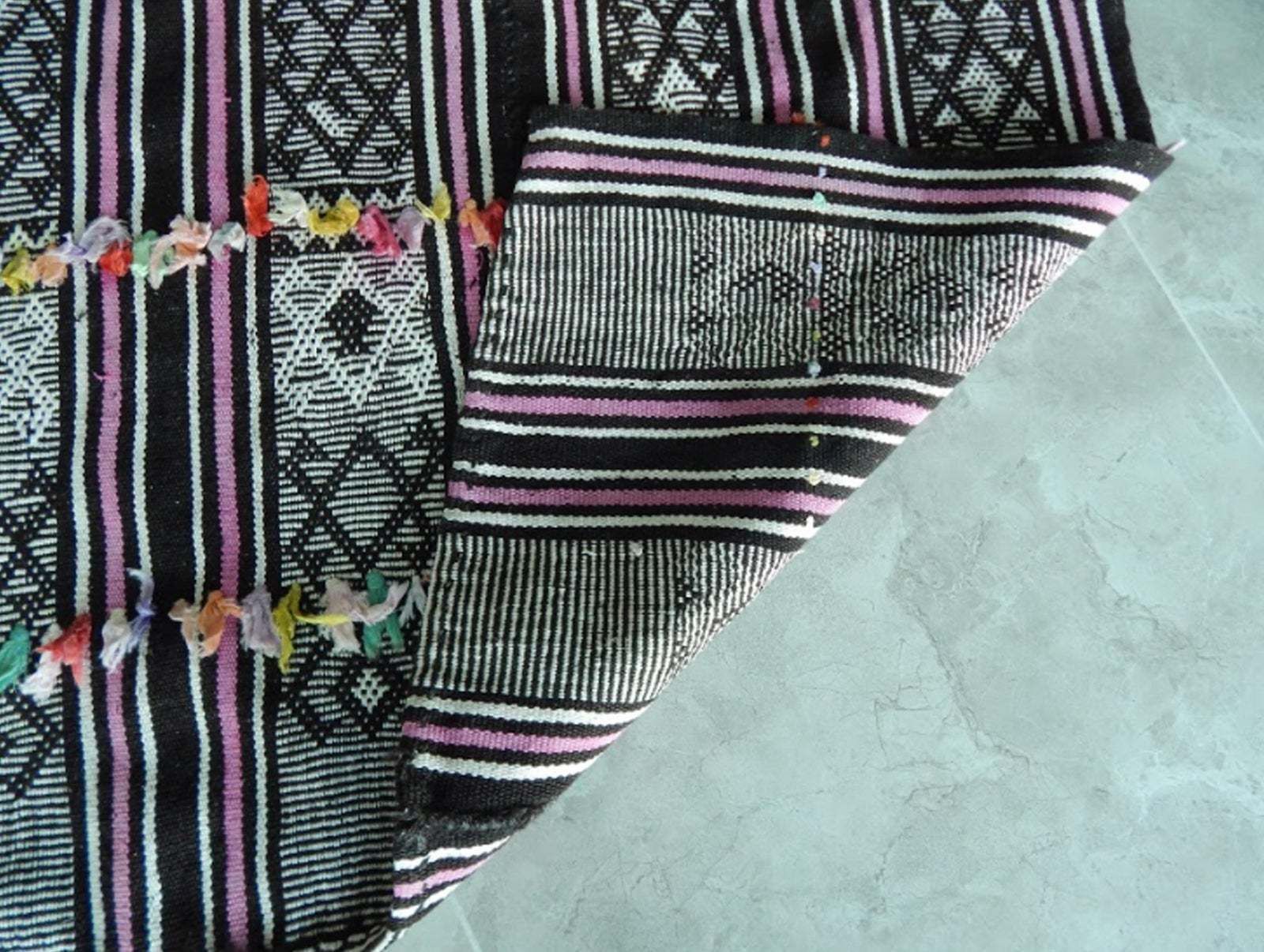 photo for sale Antique Primitive Rug Hand Woven Cotton Anatolian Kilim Rug   5′8″ × 7′8″