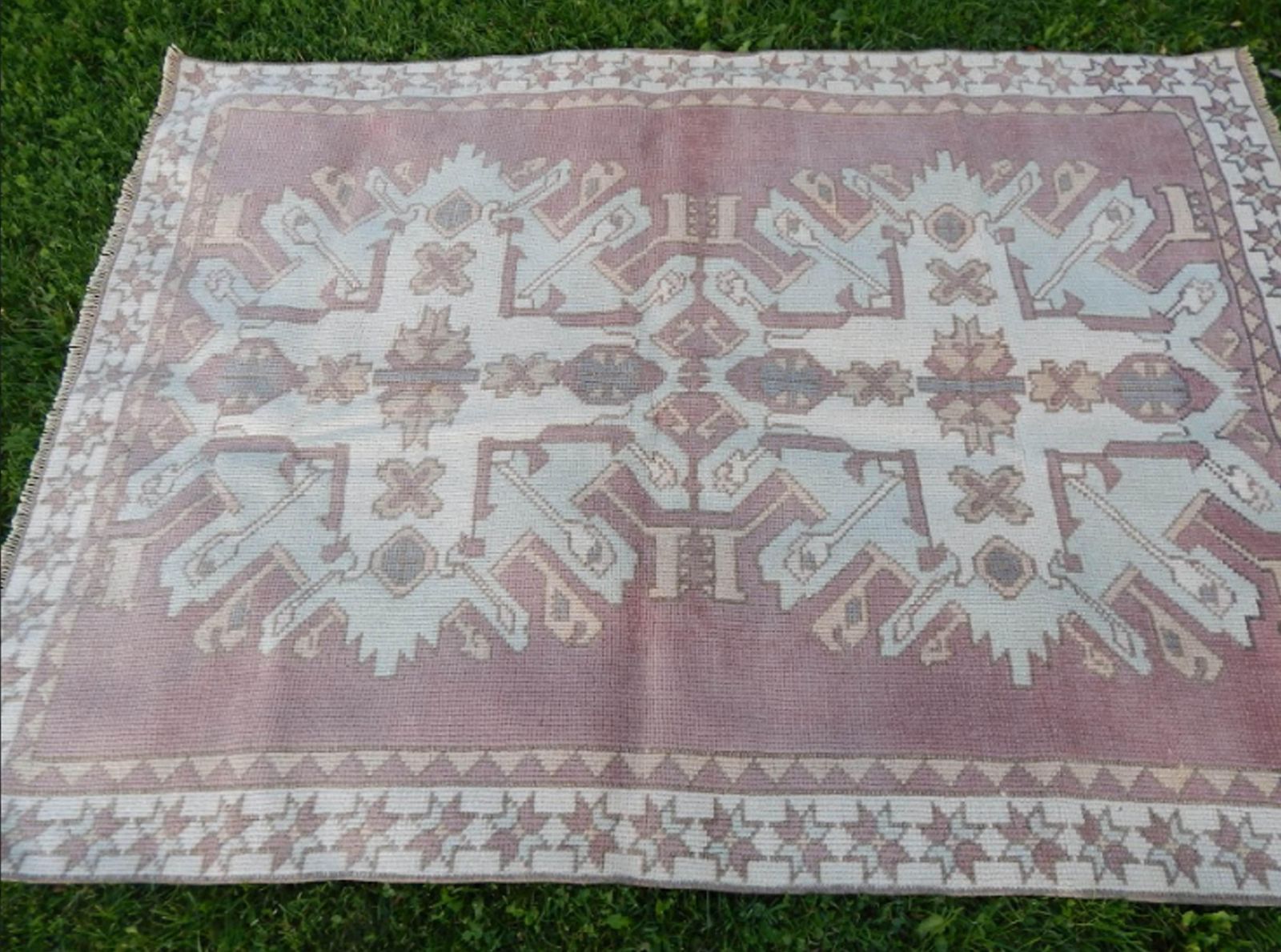 Vintage Turkish Kars Rug 3′11″ × 5′6″ photo Textiles