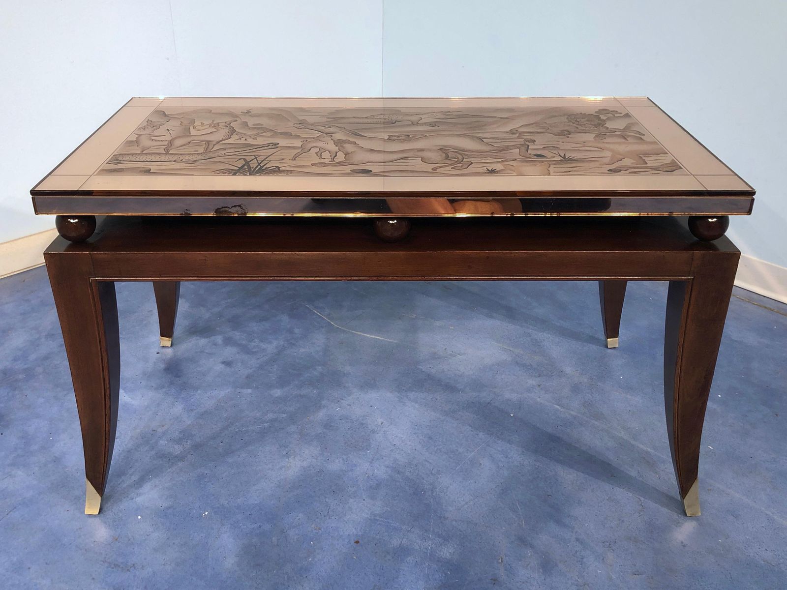 French Art Deco Coffee Table, In The Style Of Pascaud, 1940 photo for sale