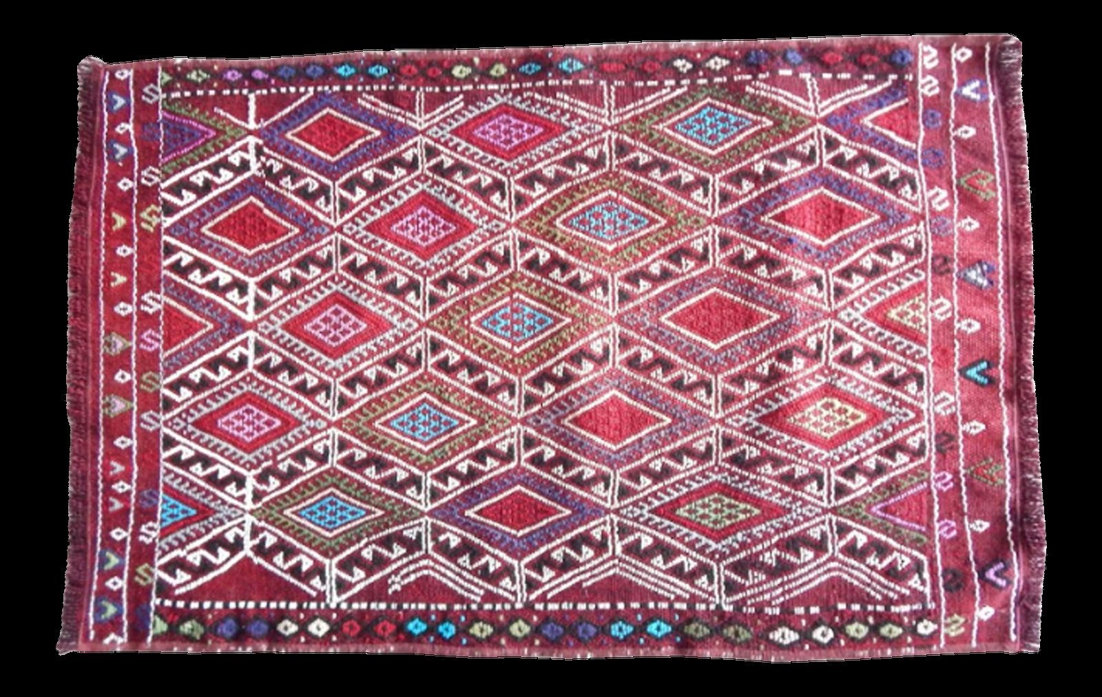 Vintage Geometrical Turkish Cicim Kilim Rug 1′10″ × 2′9″ photo furniture