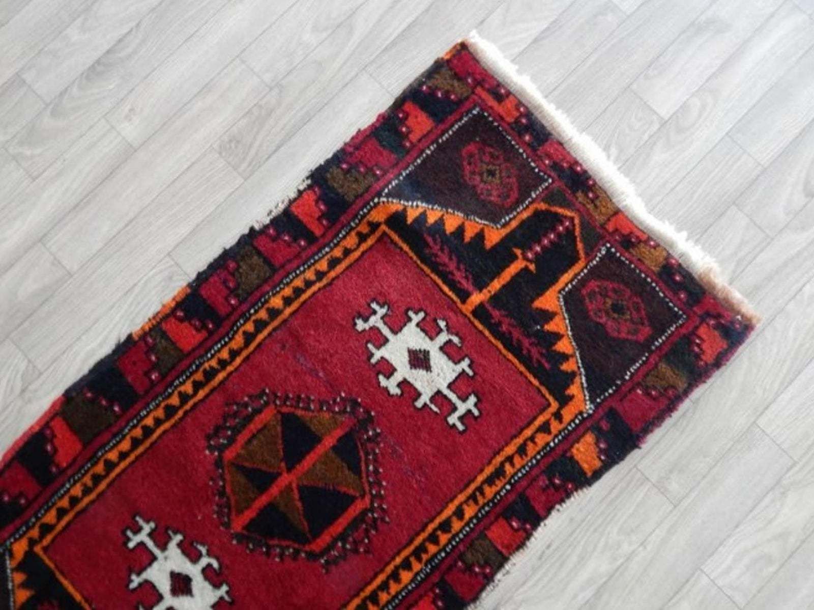 Small Turkish Rug Hand Knotted Distressed Low Pile Area Rug Faded Mat 1′8″ × 3′3″ photo buy