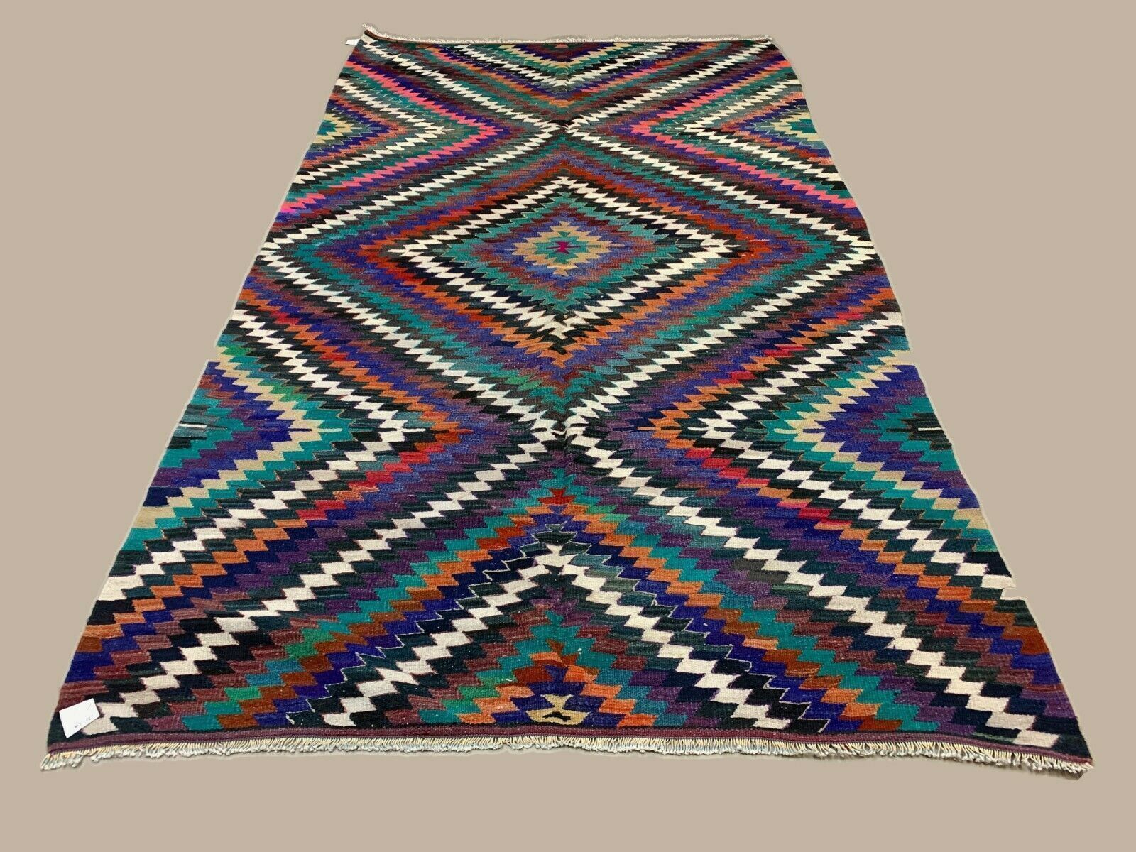 Vintage Turkish Kilim 270x150 Cm Wool Kelim Rug Large, Purple, Red, Black, Blue photo for sale
