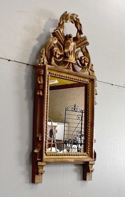 Small Mirror In Golden Wood, Louis XVI Style   1st Part Of The 20th Century photo furniture