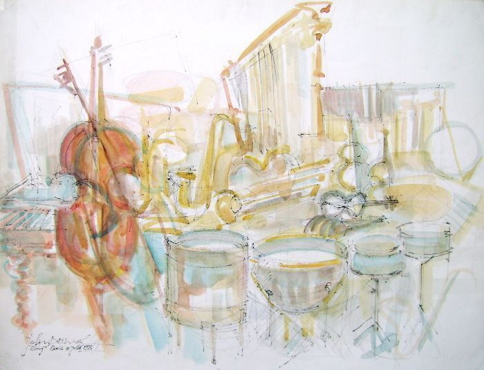Deniel Jean Claude Original Watercolor Swing