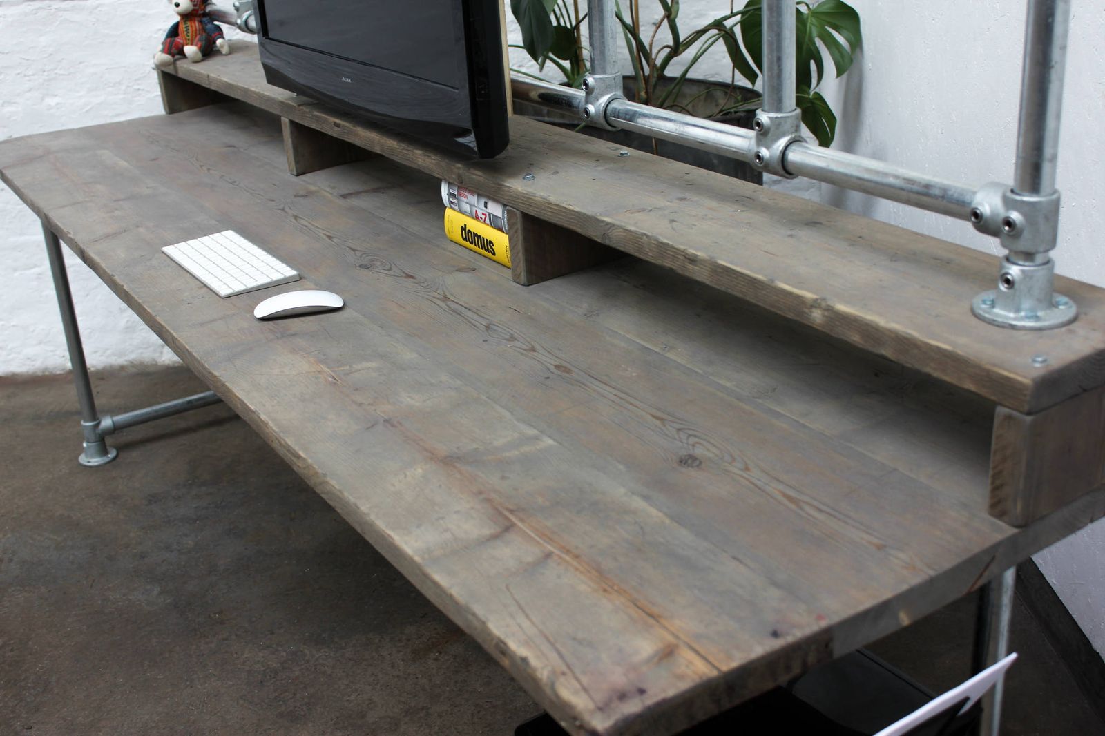 Ethan Reclaimed Scaffolding Board Industrial Style Desk With Built In Storage photo furniture