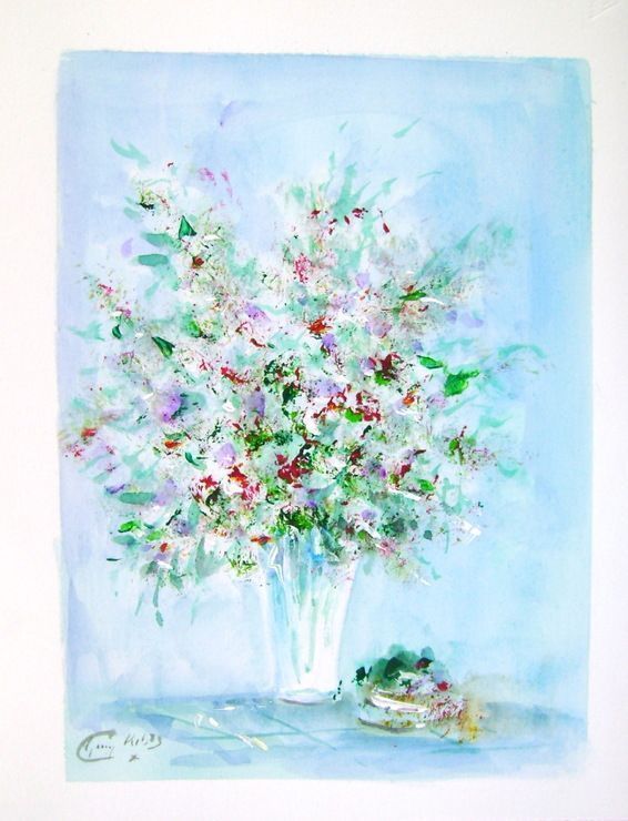 Ribes Guy   Original Watercolor And Gouache   Flowers 1