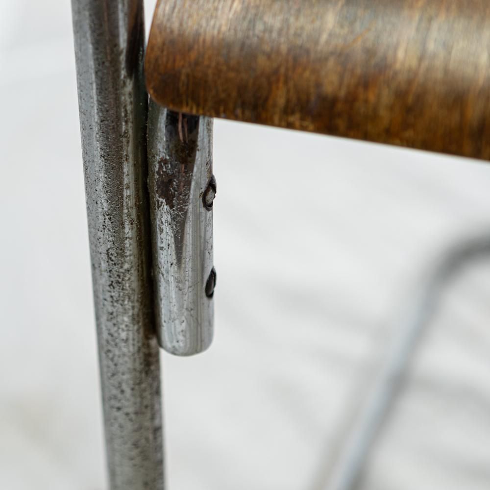 Reclaimed Bauhaus Wooden And Chrome Chair photo furniture