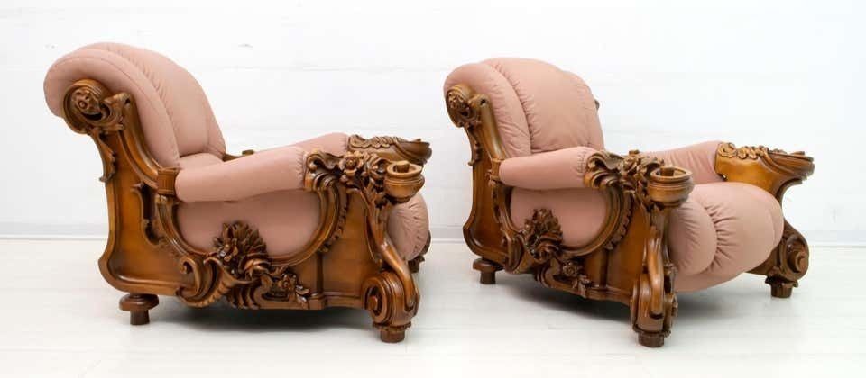 Pair Of Mid Century Modern Italian Liberty Style Leather Armchairs, 1950s photo Furniture
