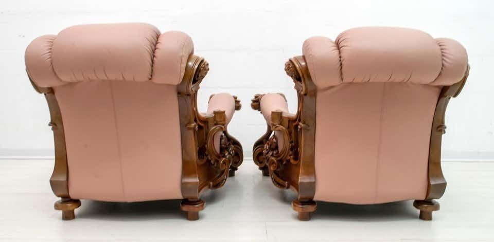 photo furniture Pair Of Mid Century Modern Italian Liberty Style Leather Armchairs, 1950s