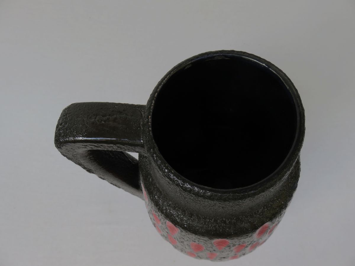 Black And Red Ceramic Fat Lava Vase From Scheurich, 1960s photo buy