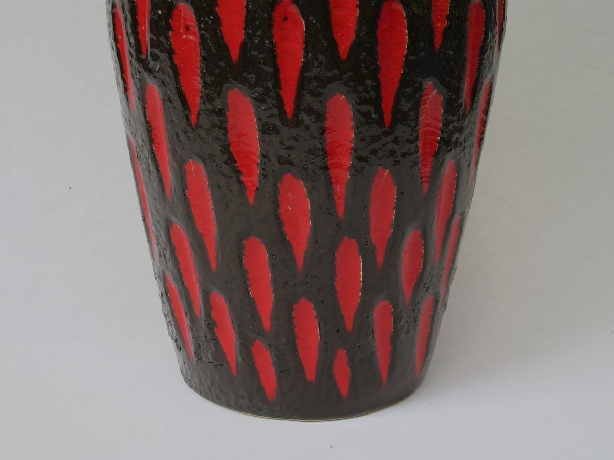 Black And Red Ceramic Fat Lava Vase From Scheurich, 1960s photo vintage