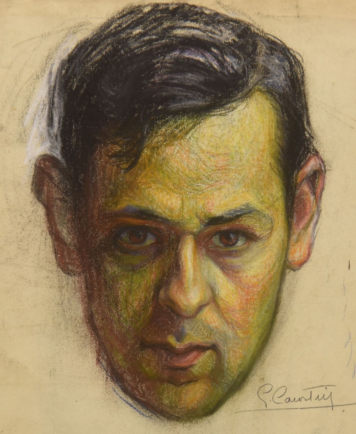 Drawing In Pastel Portrait Period 1930 By Georges Courtin