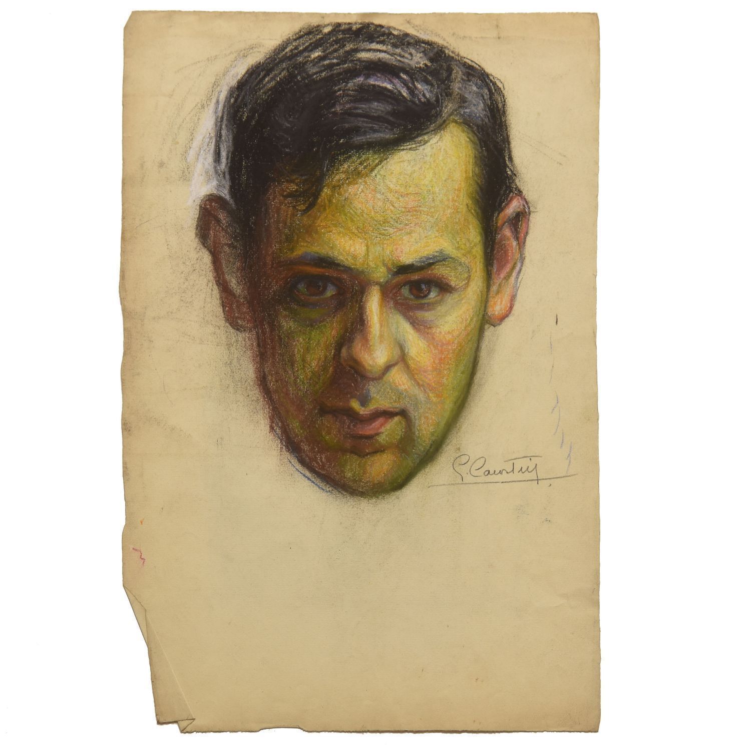Drawing In Pastel Portrait Period 1930 By Georges Courtin photo furniture