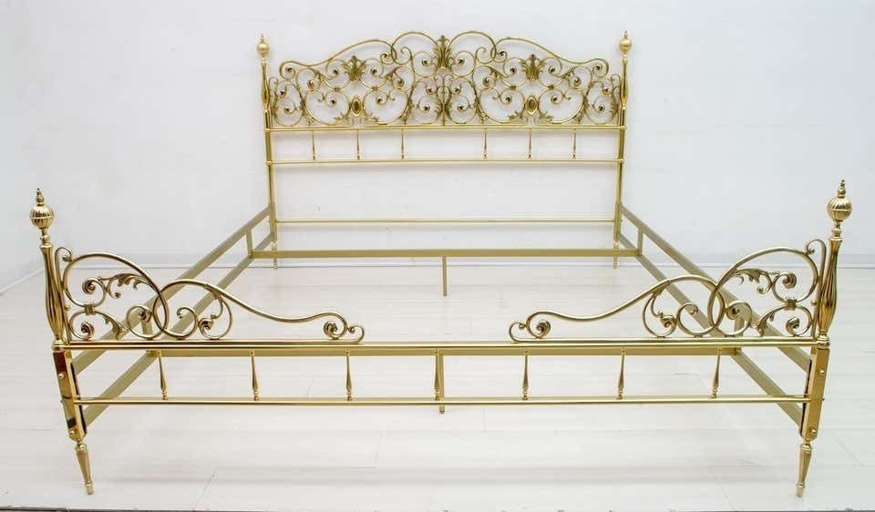 Mid Century Modern Italian Neoclassical Style Brass Double Bad, 1960s