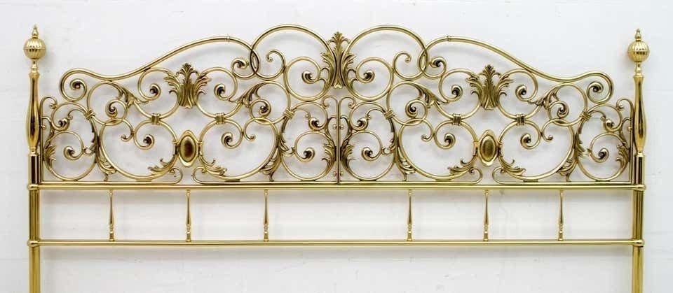 Mid Century Modern Italian Neoclassical Style Brass Double Bad, 1960s photo furniture