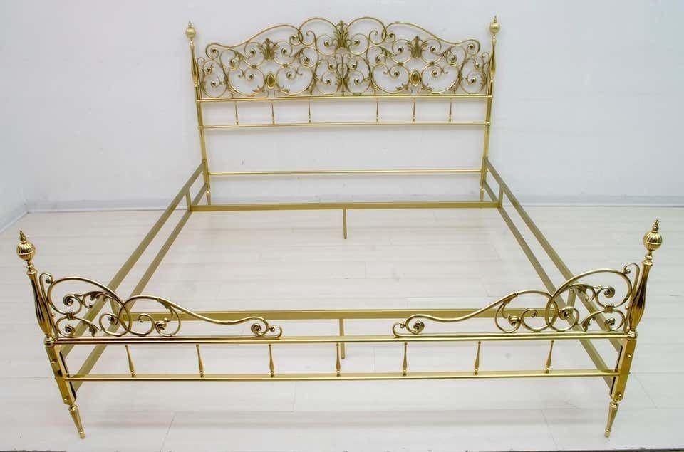 Mid Century Modern Italian Neoclassical Style Brass Double Bad, 1960s photo Furniture