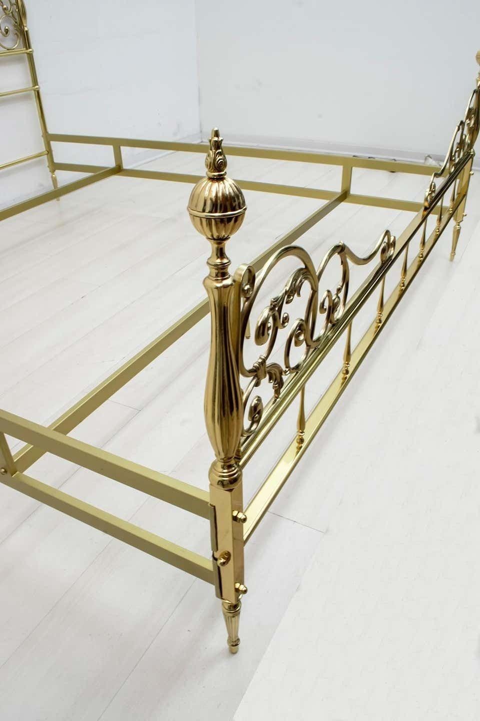 photo buy Mid Century Modern Italian Neoclassical Style Brass Double Bad, 1960s