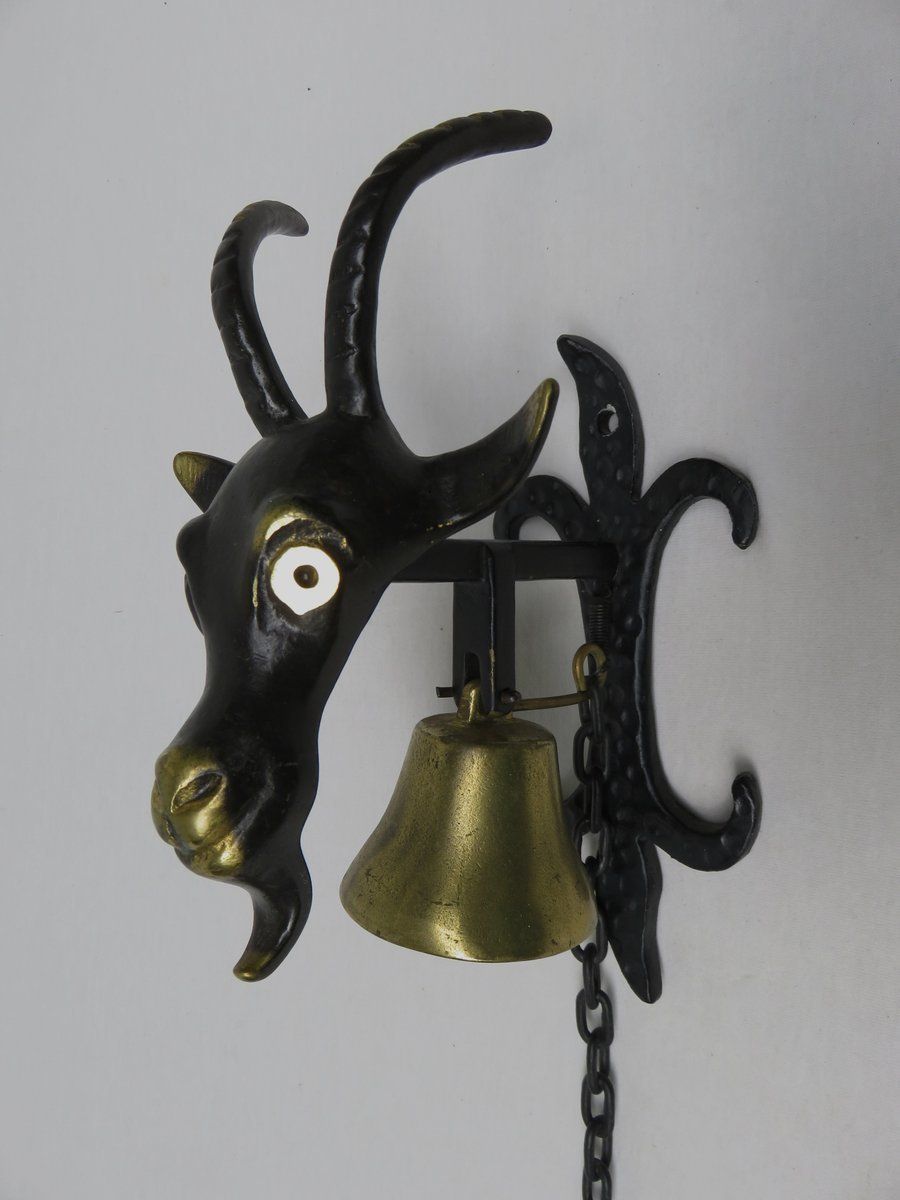 Black Brass Goat Door Bell By Walter Bosse, 1950s