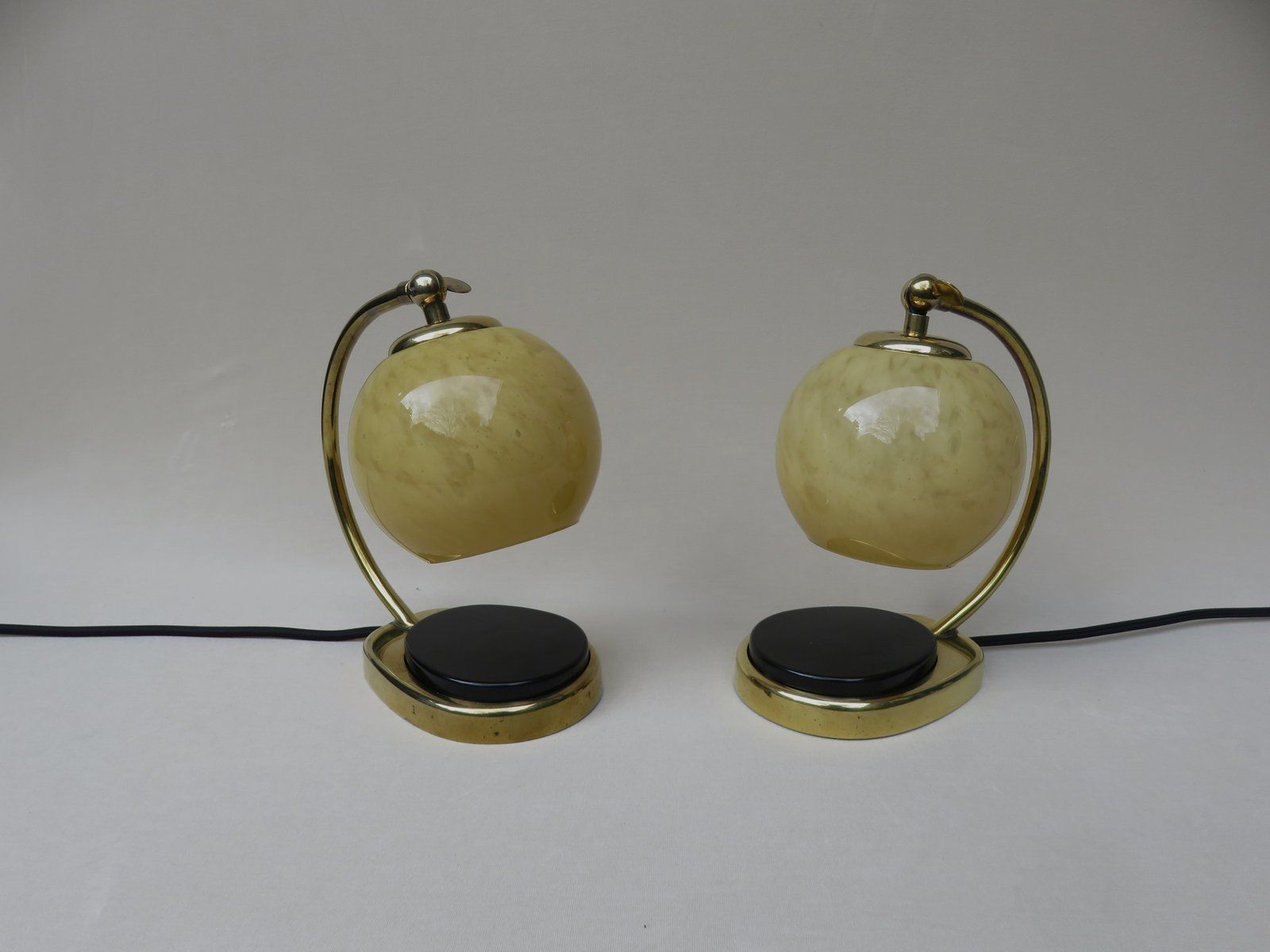 Glass And Brass Table Lamps By Marianne Brandt, 1950s, Set Of 2 photo furniture