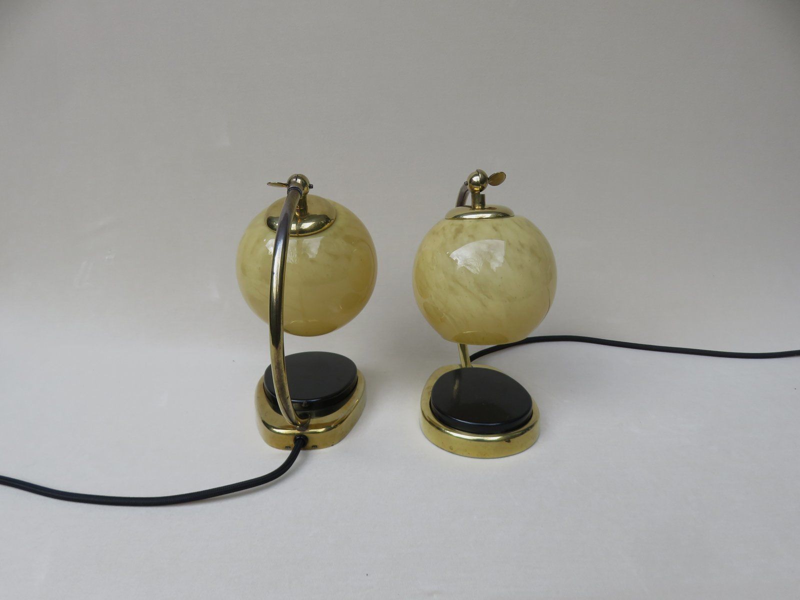 Glass And Brass Table Lamps By Marianne Brandt, 1950s, Set Of 2 photo Lighting
