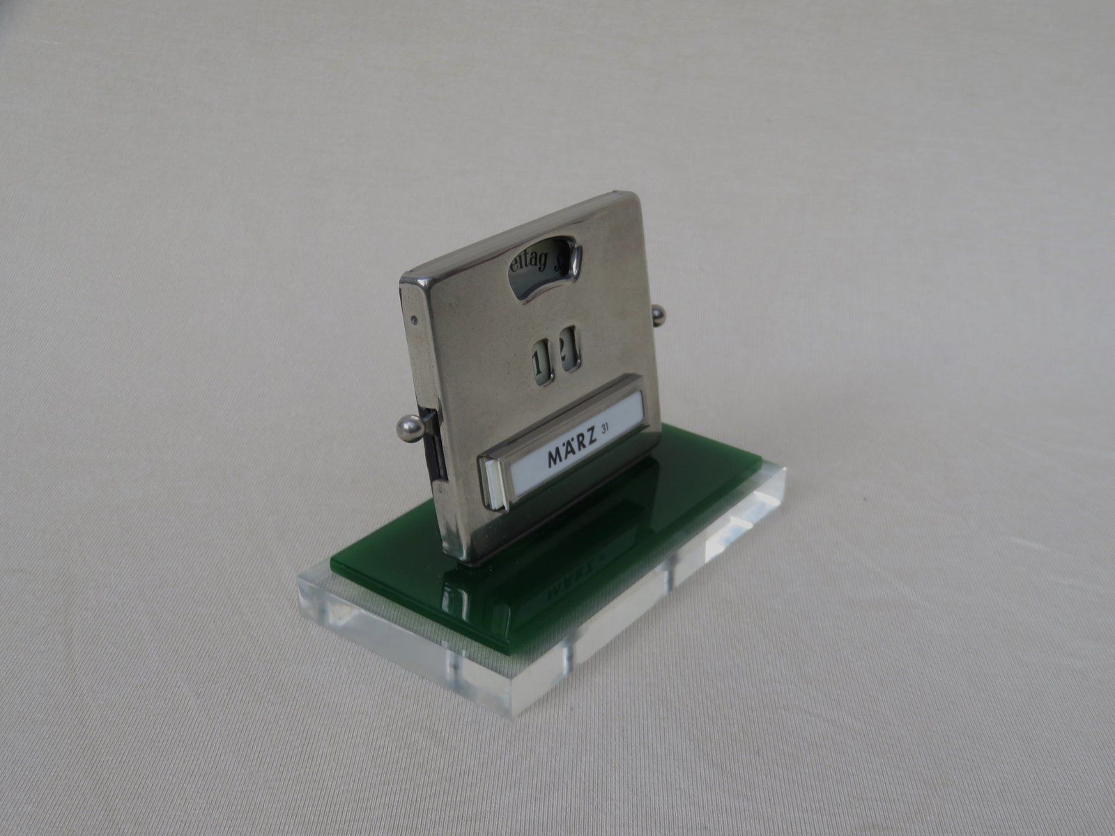 Plexiglas And Chrome Perpetual Calendar From Jakob Maul, 1930s photo for sale