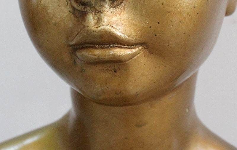 photo for sale Bust Of A Girl And Twisted Column, In Golden Plaster   1900/1920