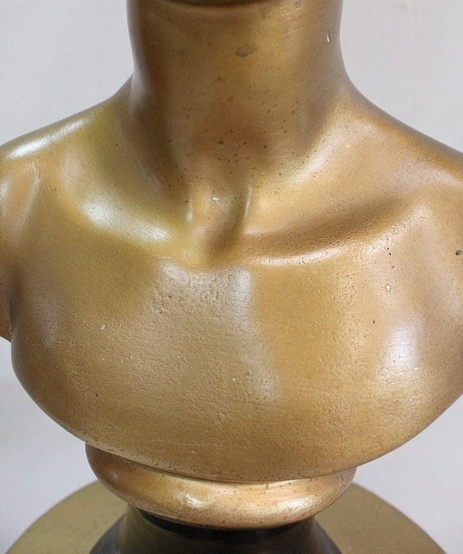 Art Bust Of A Girl And Twisted Column, In Golden Plaster   1900/1920 photo
