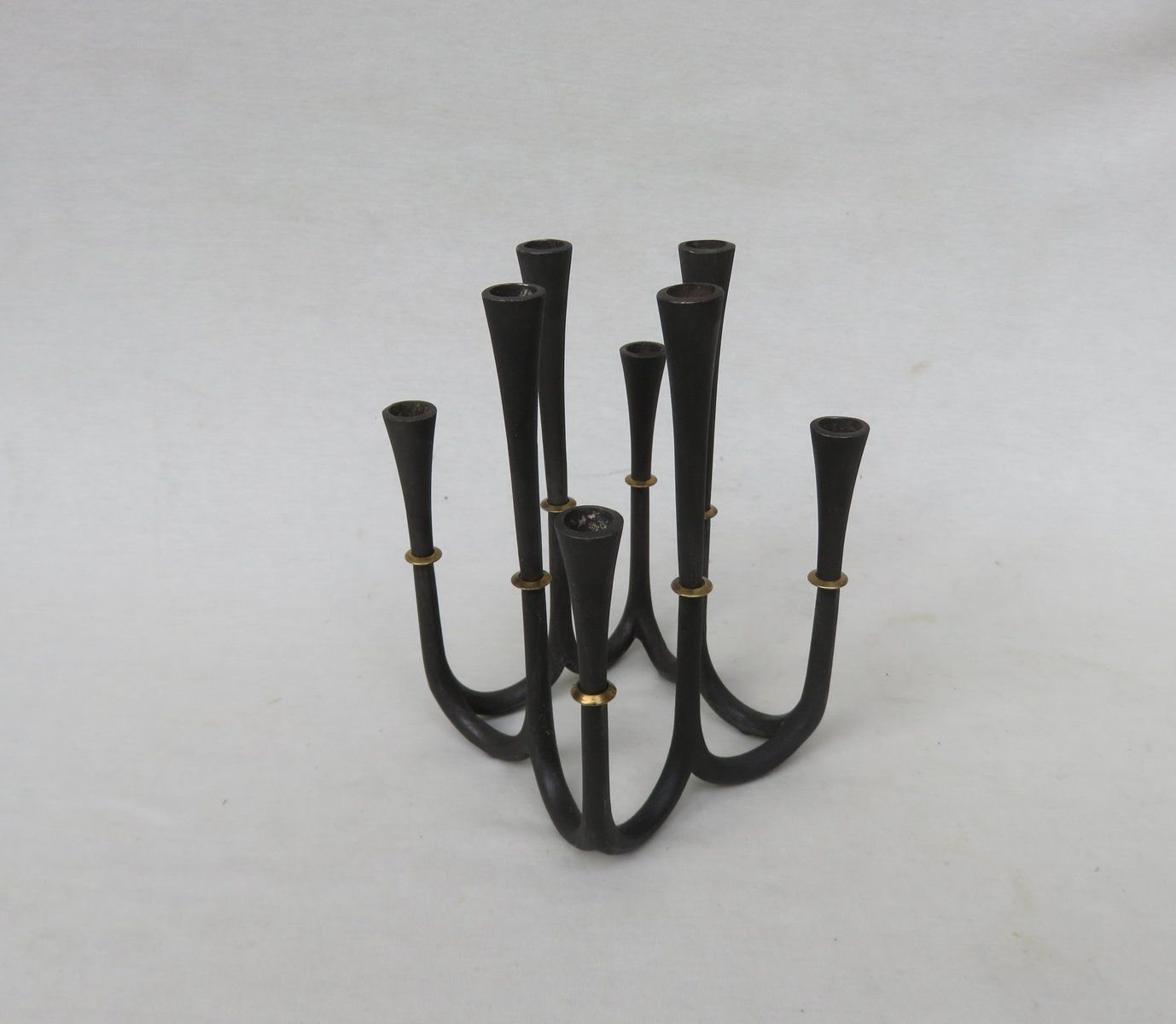Cast Iron And Brass Candleholders By Jens Quistgaard For Dansk Designs, 1960s, Set Of 2 photo vinterior