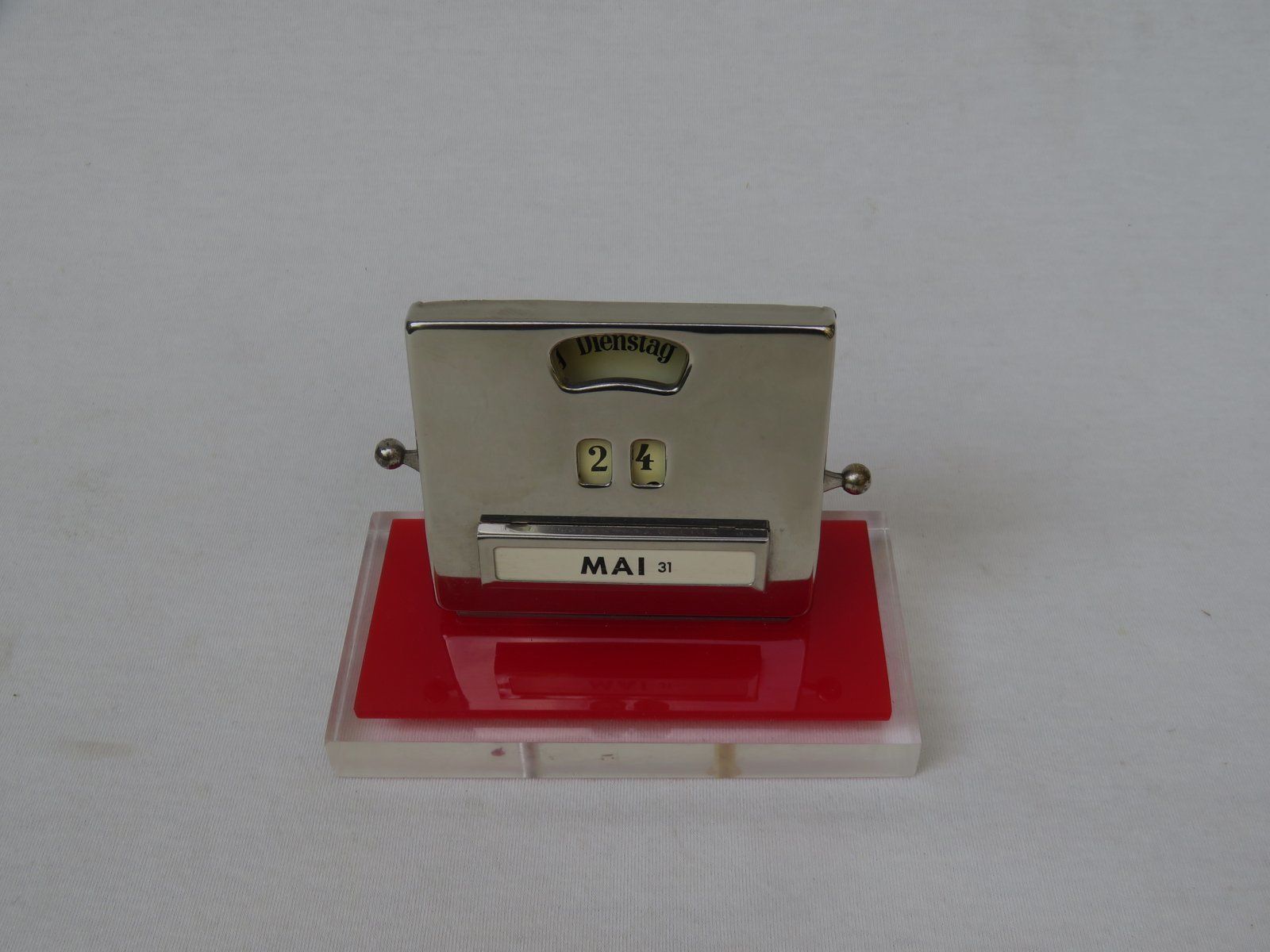 Art Deco Plexiglass And Chrome Plated Perpetual Calendar From Jakob Maul photo for sale