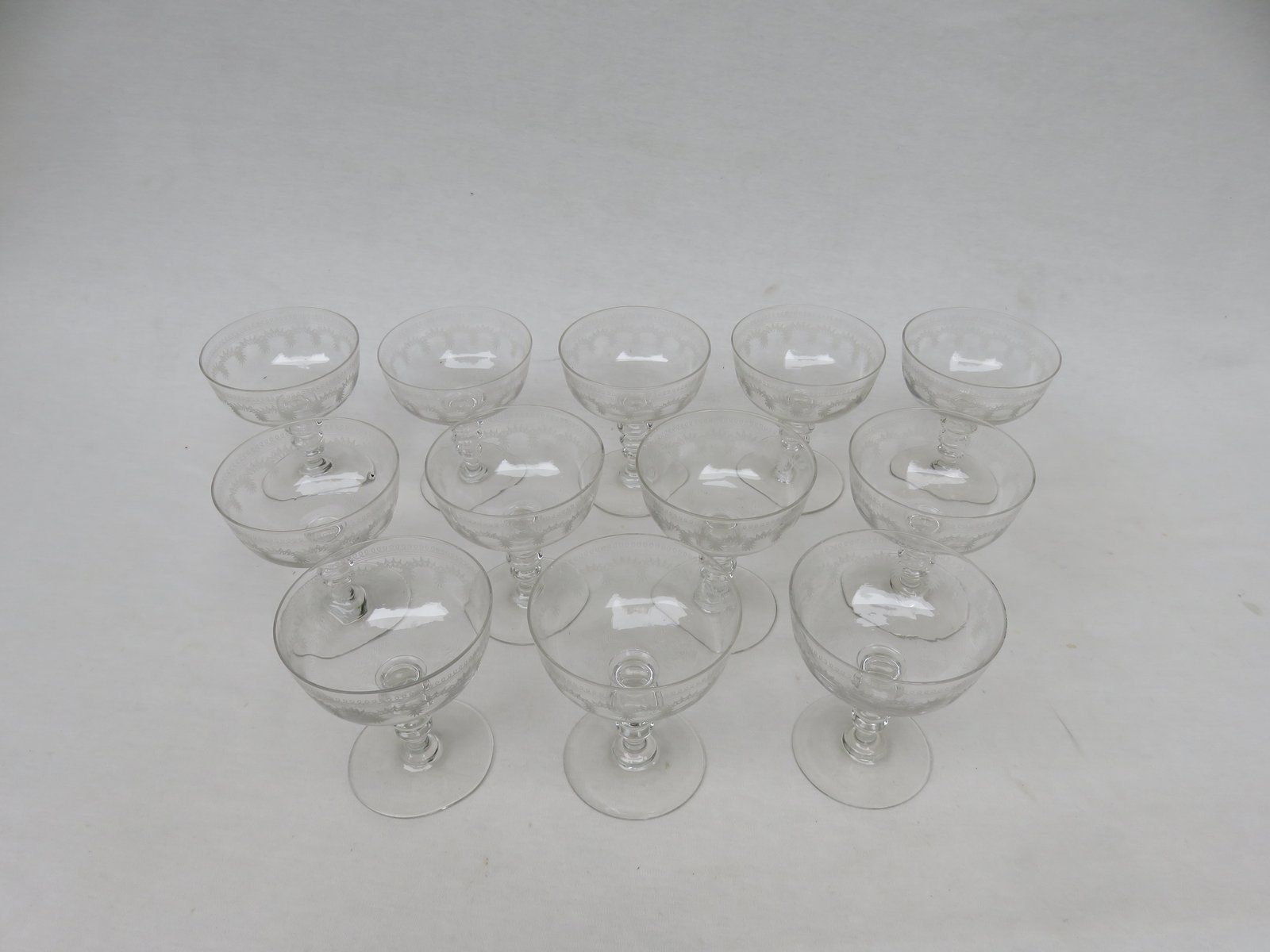 Antique French Champagne Glasses, Set Of 12 photo for sale