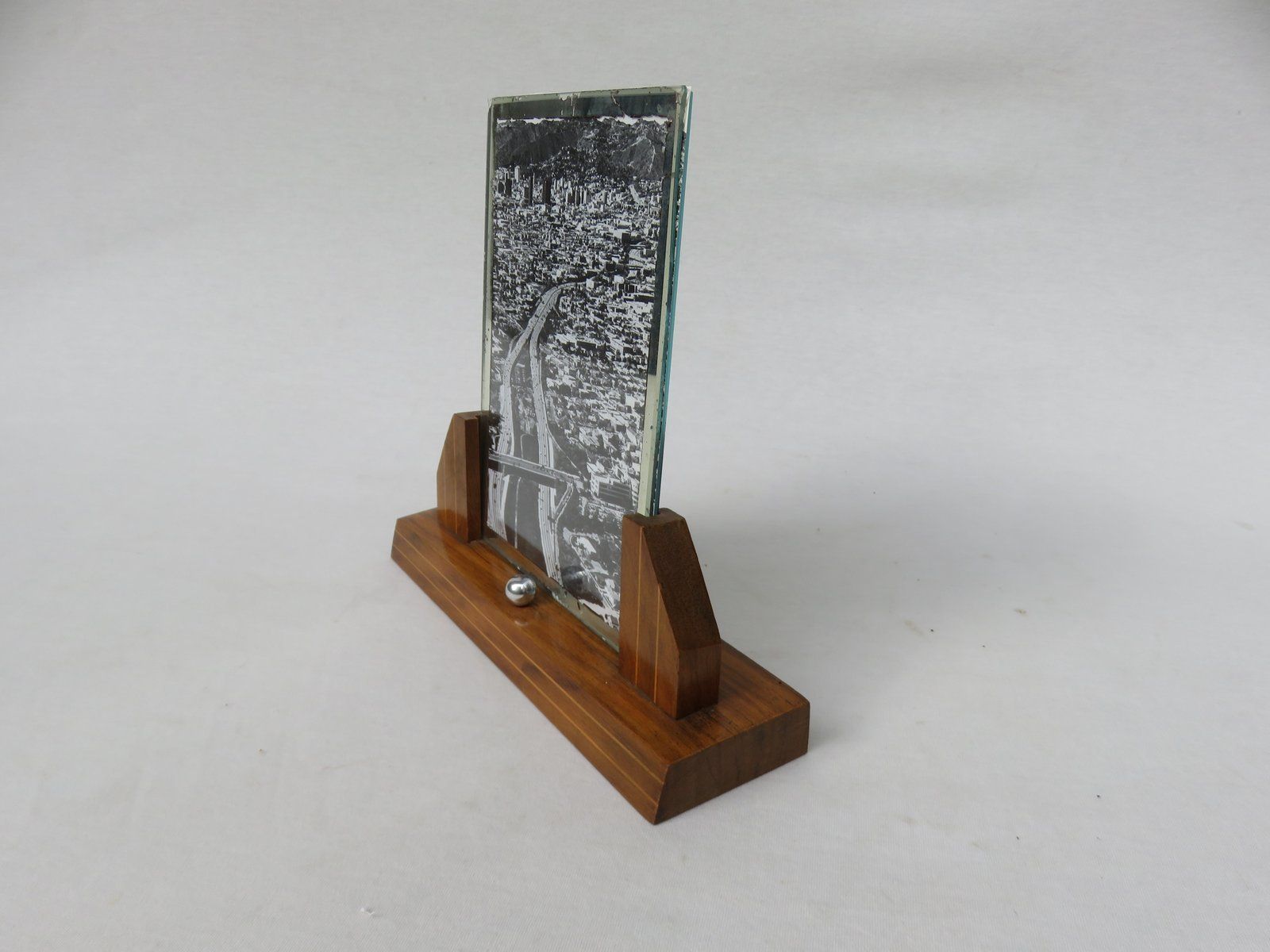 French Art Deco Wood & Chrome Picture Frame photo for sale