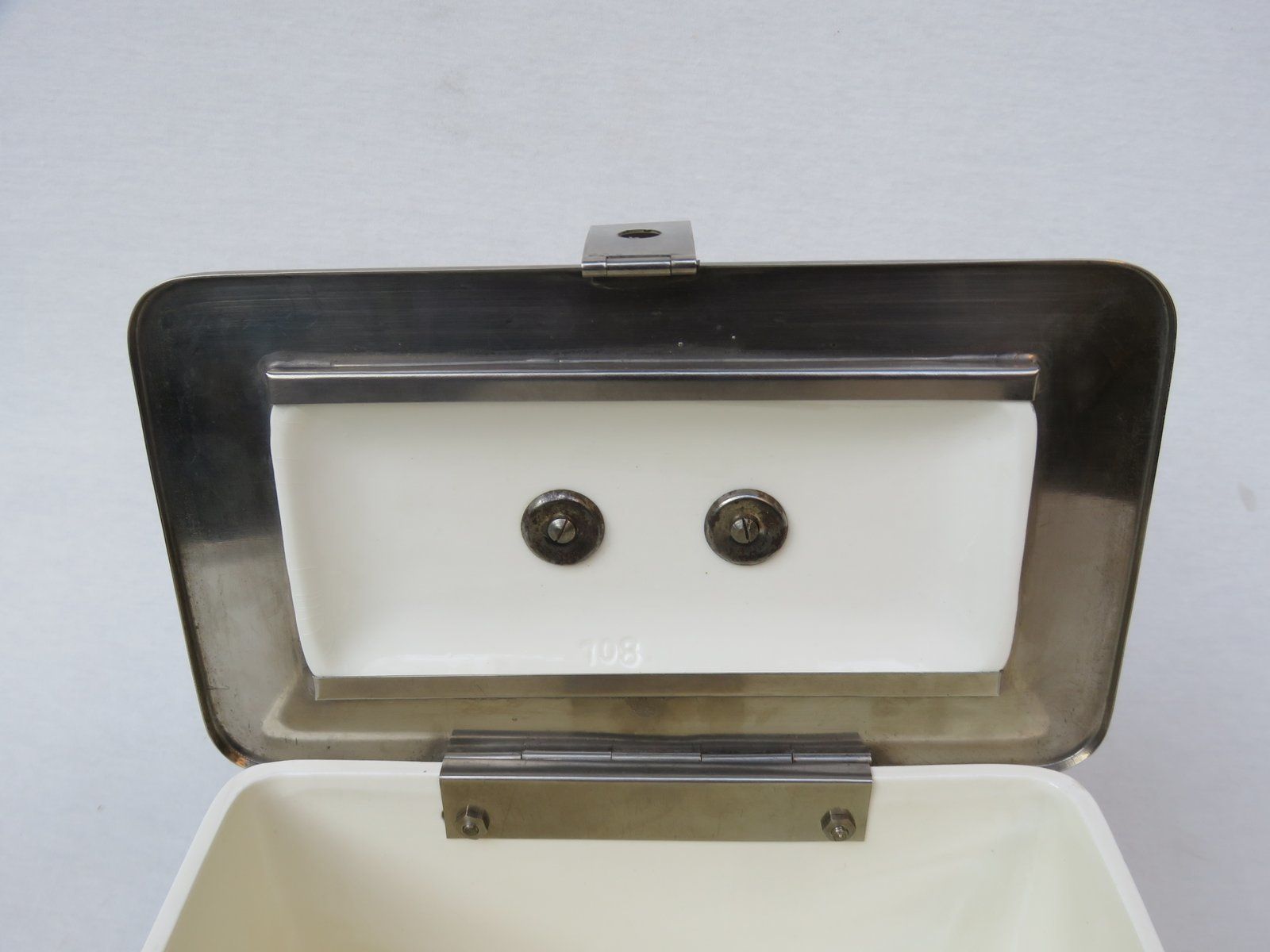 Art Deco Nickel Plated & Ceramic Confectionary Box photo vintage