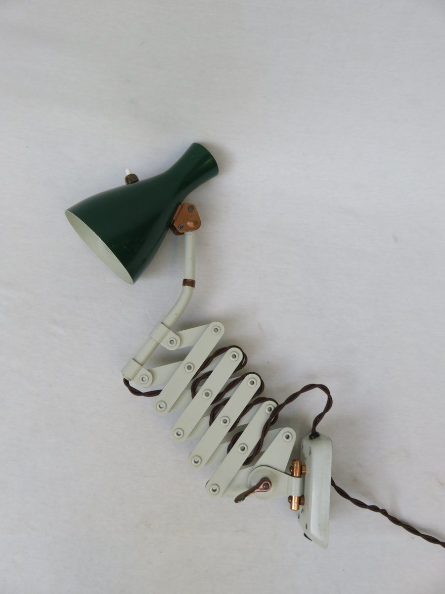 Extraordinary Green And Beige Scissor Lamp From Helo Leuchten, 1960s photo for sale