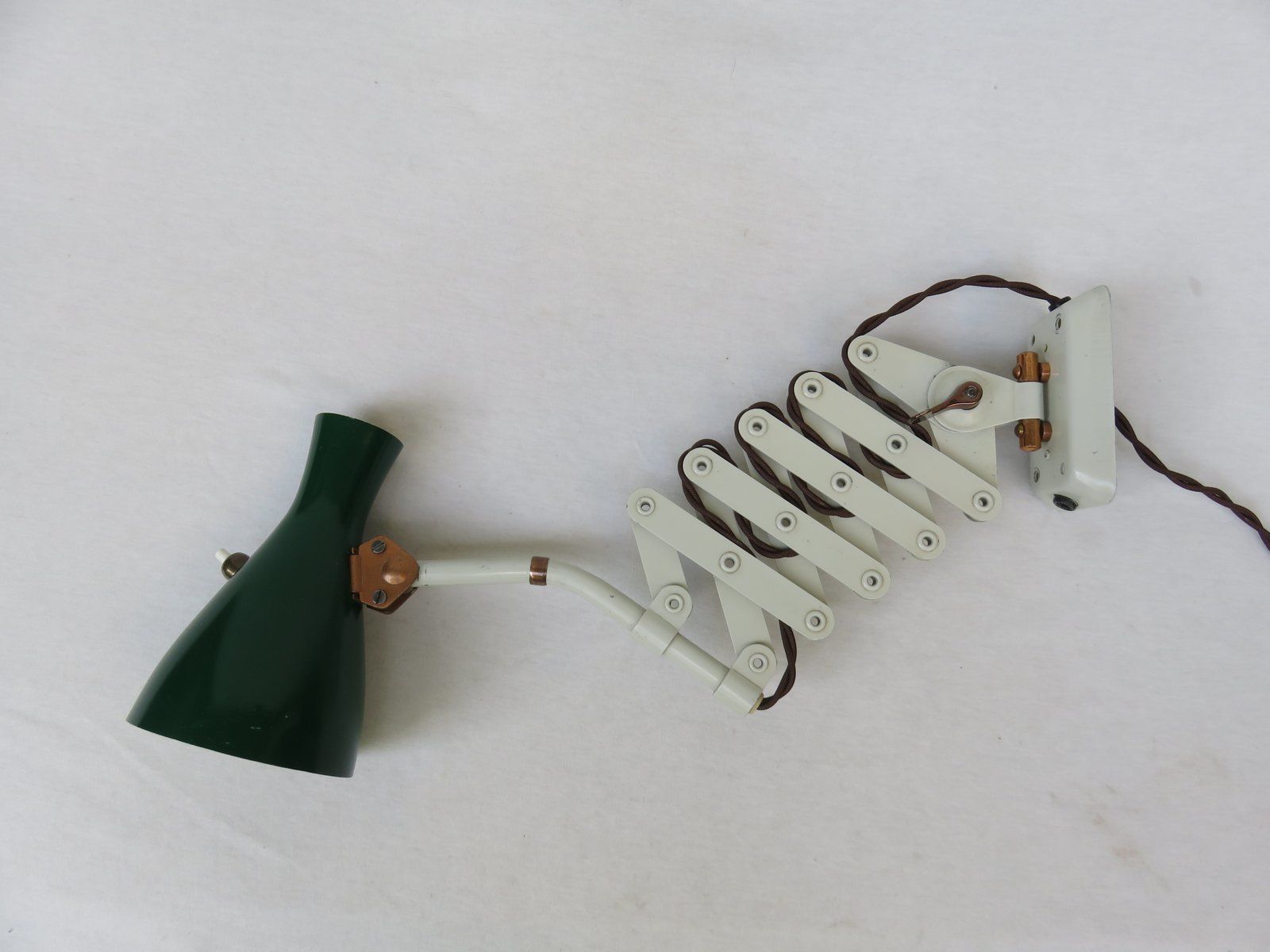 Extraordinary Green And Beige Scissor Lamp From Helo Leuchten, 1960s photo Lighting