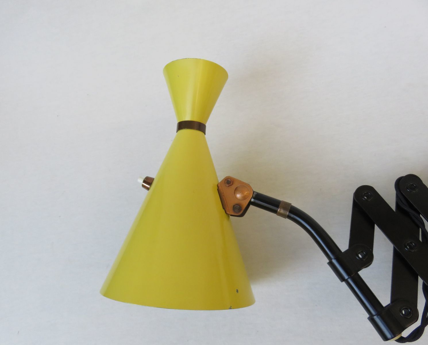 Extraordinary Yellow And Black Scissor Light From Helo Leuchten, 1960s photo vinterior