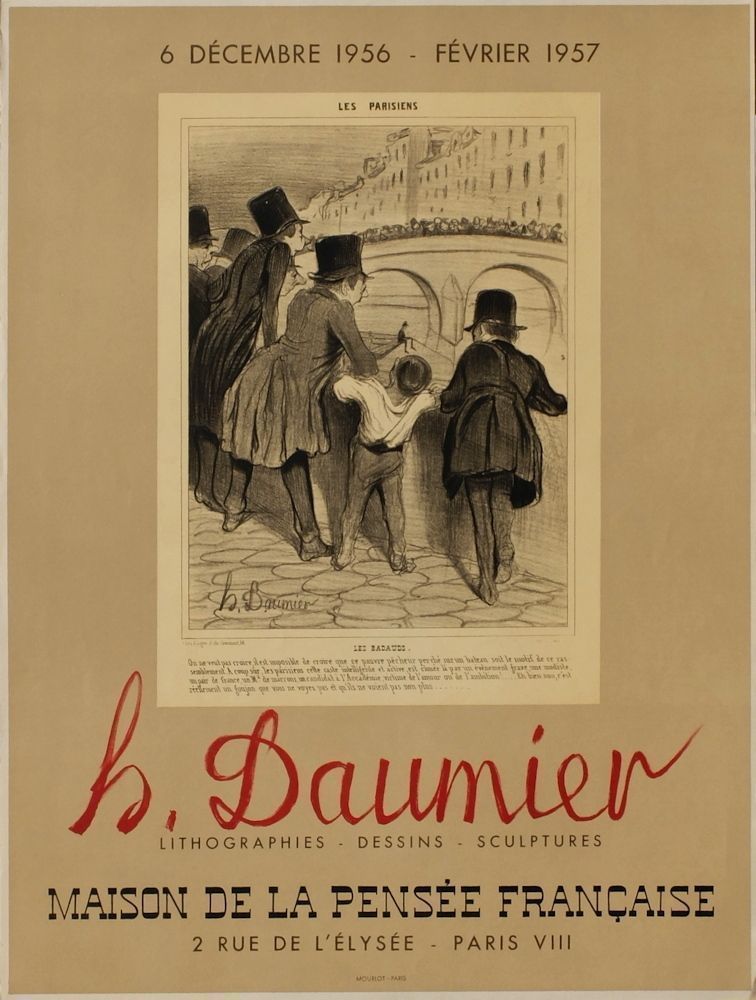 Daumier Honoré After   Mourlot Lithograph Poster   Maison De La Pensée Française 1957