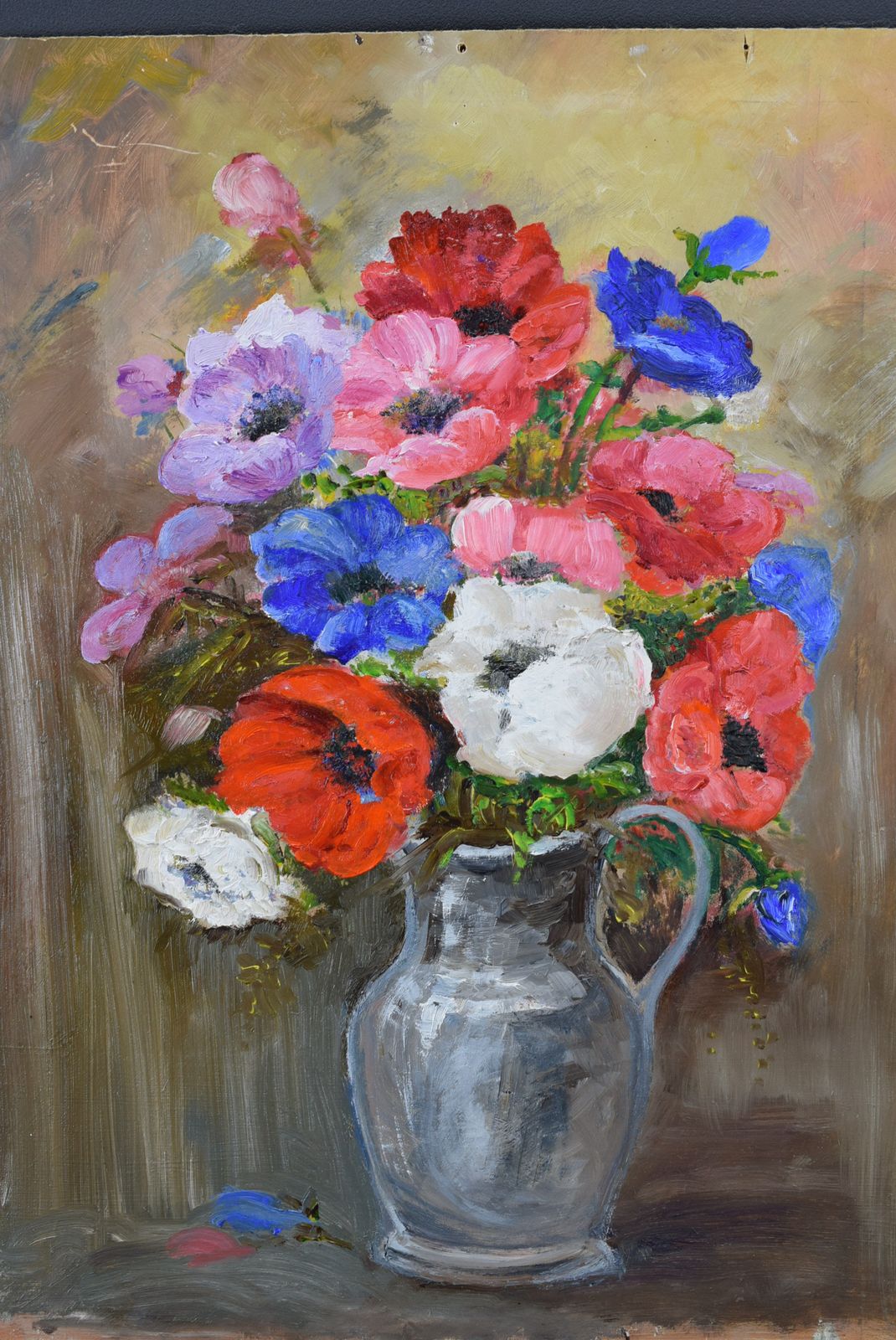 Floral Still Life Vintage Oil Painting Bunch Flowers photo furniture