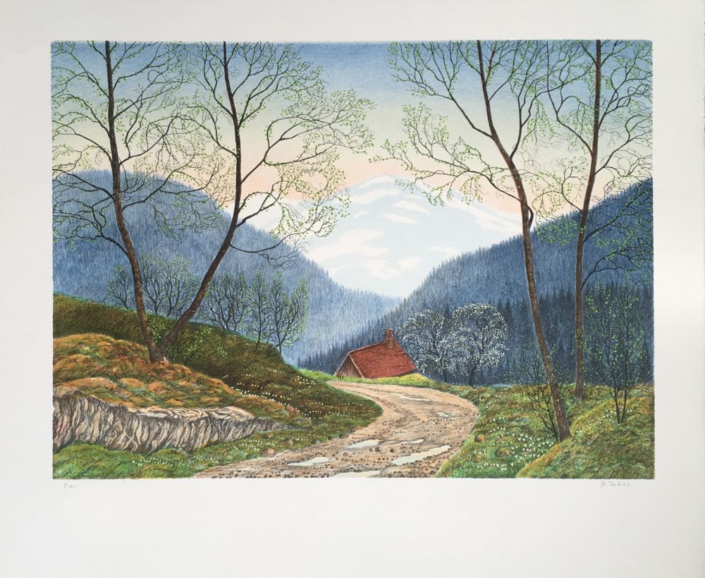 Per Julius (Born 1951 Sweden)   Lithograph   Landscape Of Sweden 4