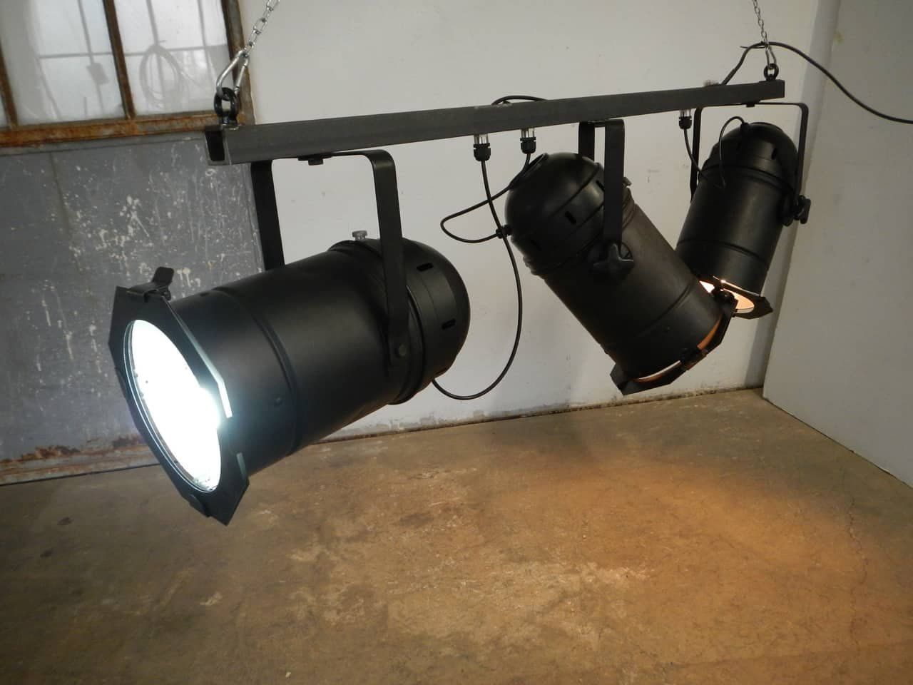 Industrial Three Light Ceiling Lamp, Italy, 1970s photo Lighting