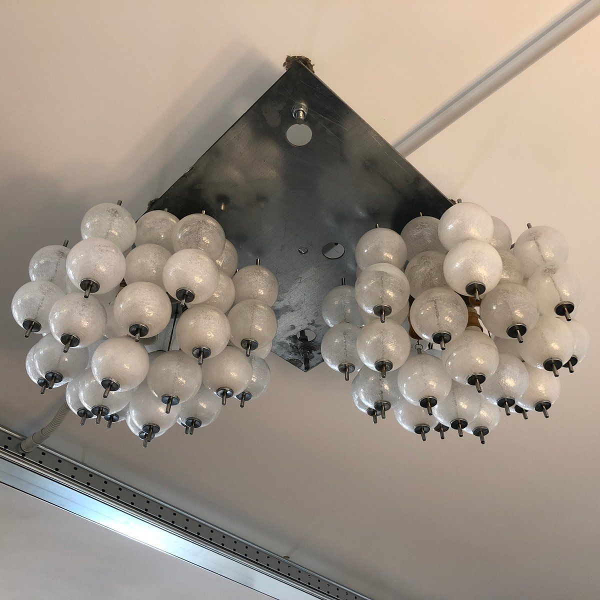 Murano Pulegoso Glass Chandeliers From Mazzega, 1970s, Set Of 2