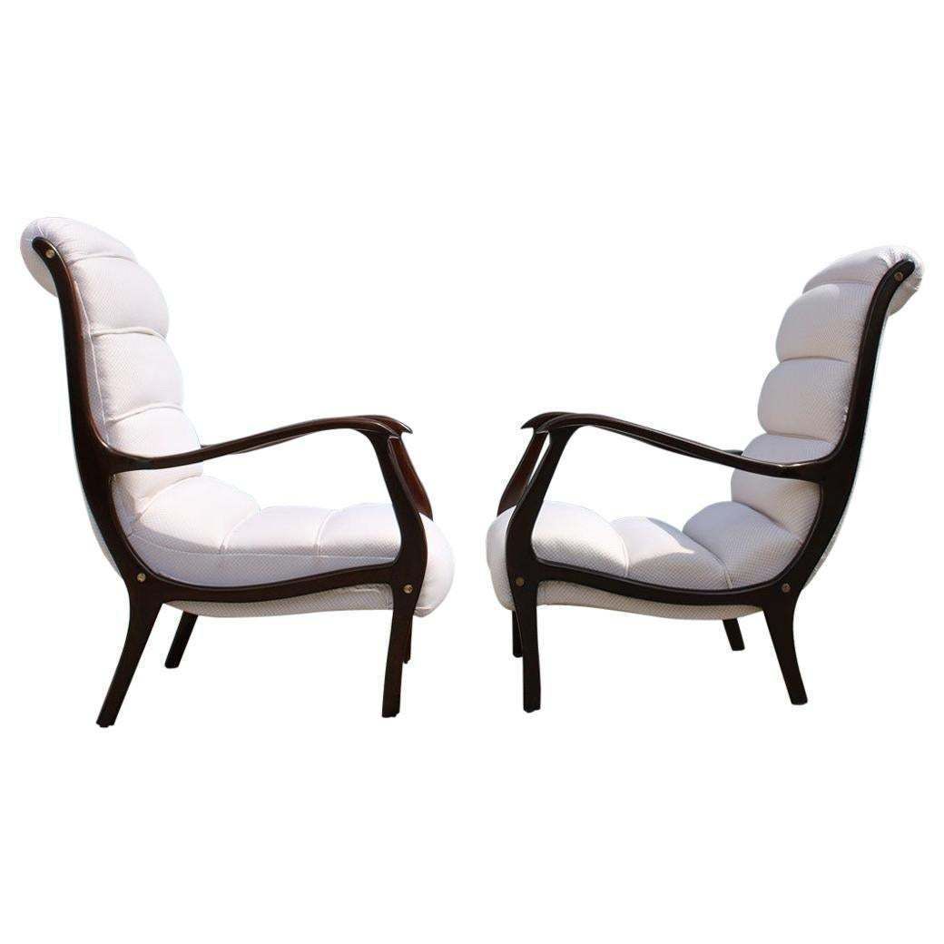 Pair Of Midcentury Italian Armchairs Curved Arredamenti Corallo Made In Italy photo furniture