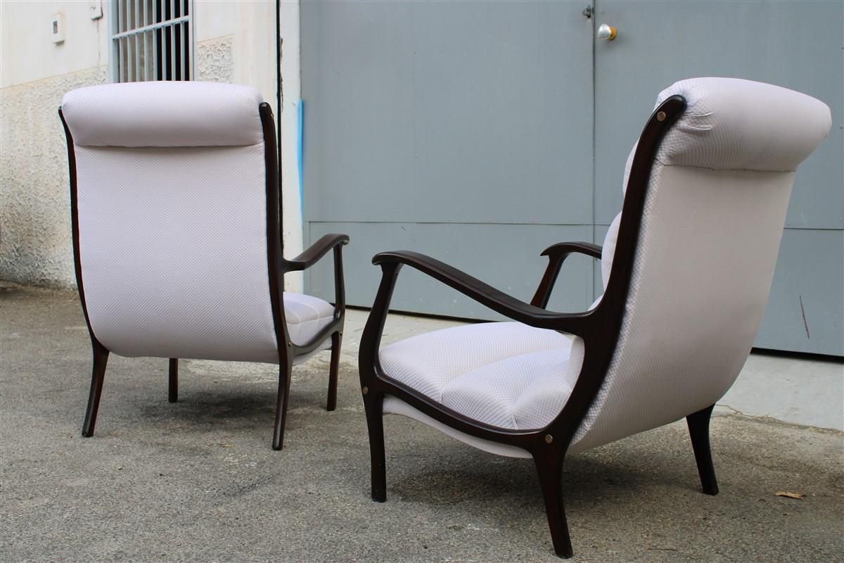 Furniture Pair Of Midcentury Italian Armchairs Curved Arredamenti Corallo Made In Italy photo