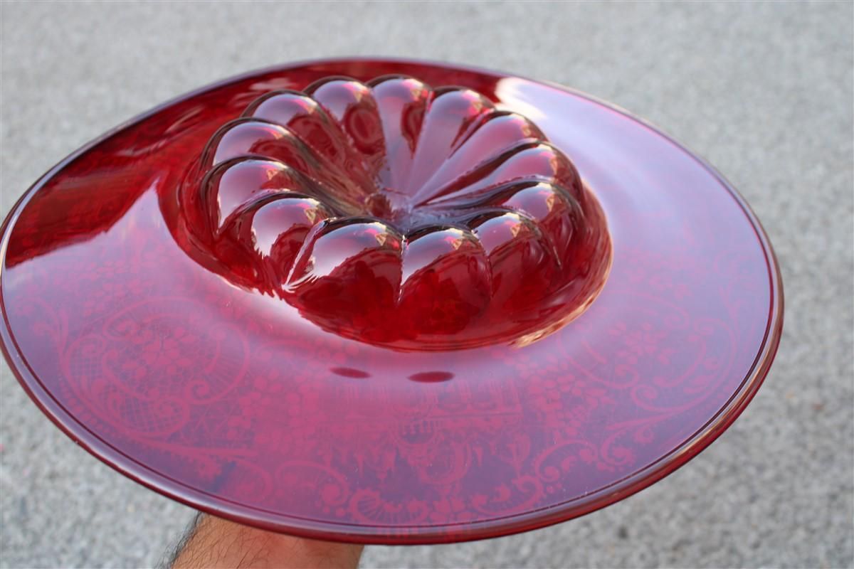 Red Rubin Murano Glass Decorative Bowl Style Of Zecchin Cappellin 1920s Italy photo for sale