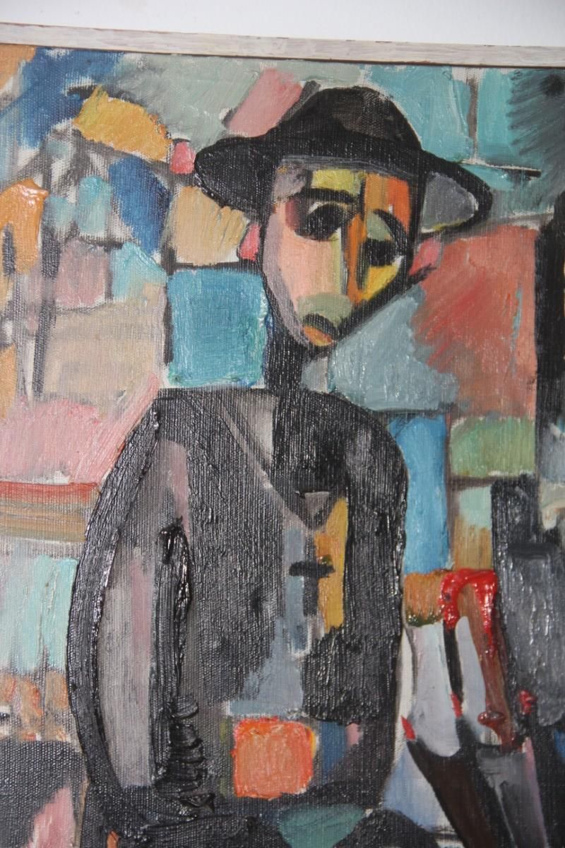 Oil On Canvas 1969 Depicting Jewish Priest With Signature In The Back photo furniture