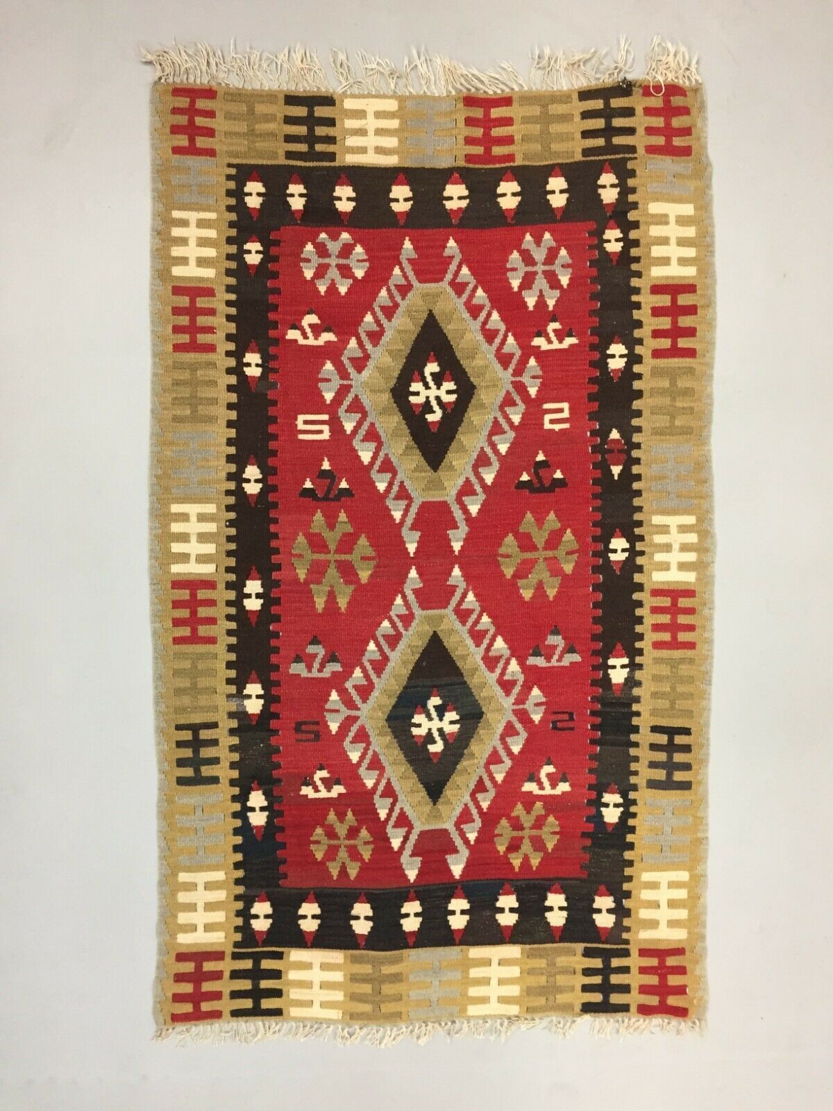 Vintage Turkish Kilim 151x94 Cm Tribal Kelim Rug, Black, Red, Beige, Medium